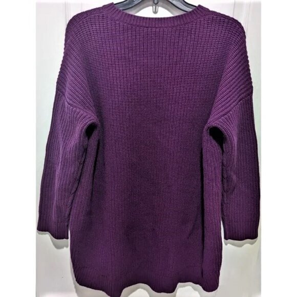 New Eileen Fisher | High/Low Recycled Cashmere & Wool Sweater in Purple - Picture 3 of 8